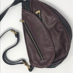 🏷 genuine leather slingback two toned backpack